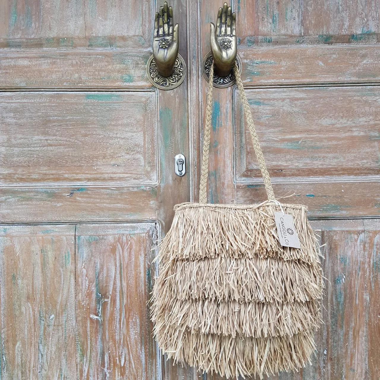 Natural Long Fringe Straw Grass Bag