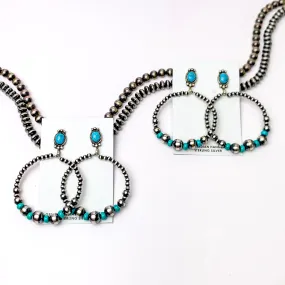 Navajo | Navajo Handmade Sterling Silver Studded Navajo Pearl Hoop Earrings with Turquoise Spacers