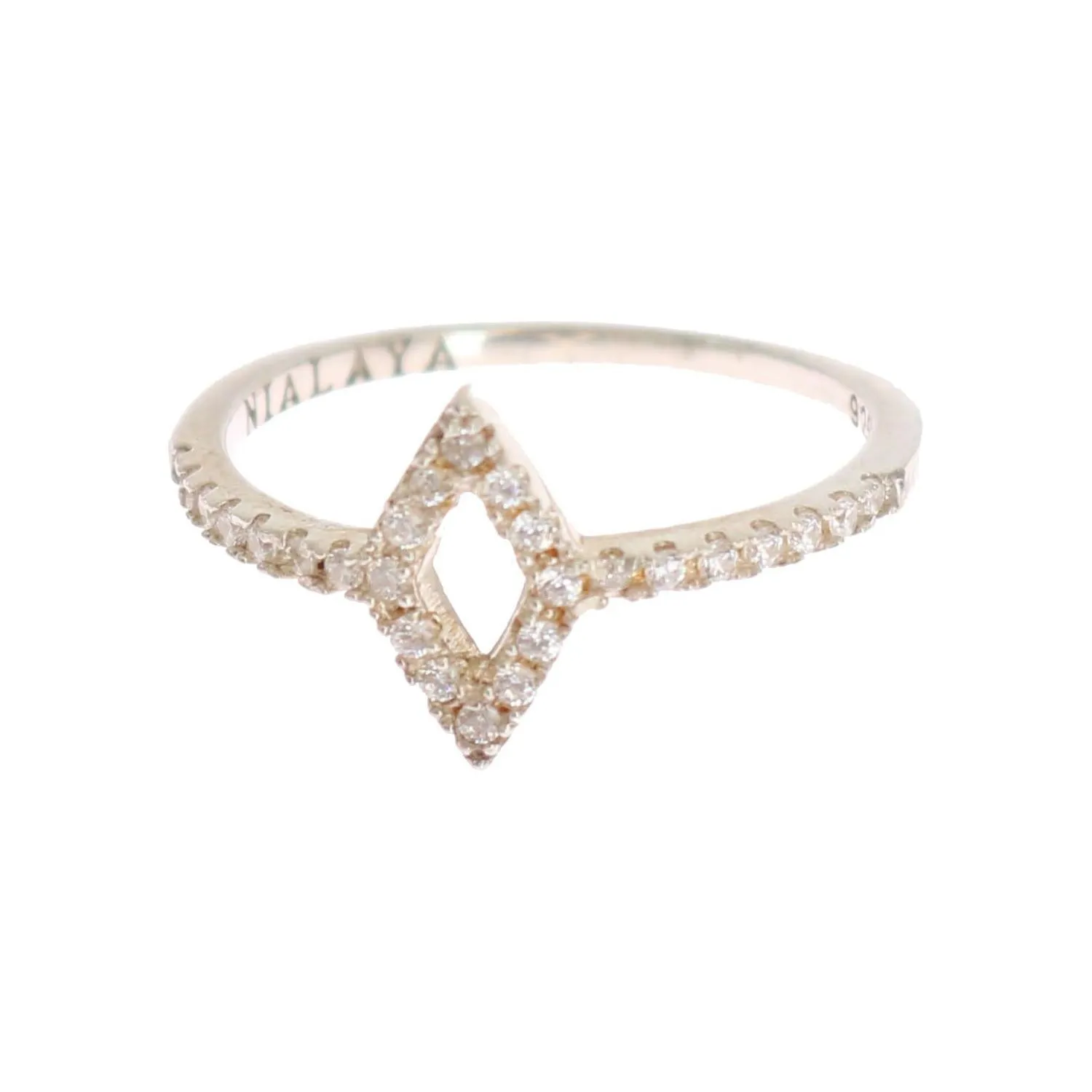 Nialaya Elegant Silver CZ Crystal Studded Ring