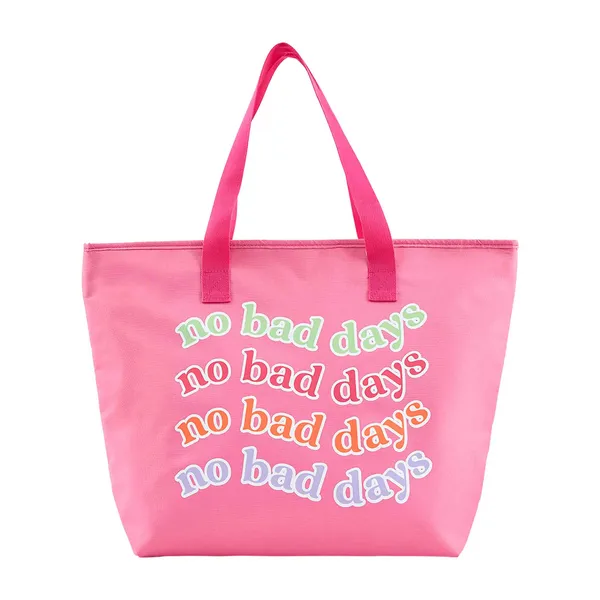 No Bad Days Mud Pie Cooler Tote- Pink