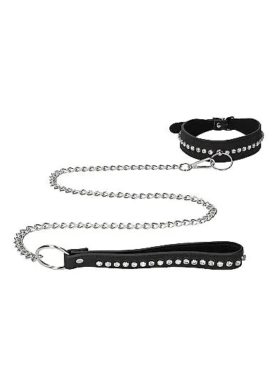 Ouch! Diamond Studded Collar with Leash