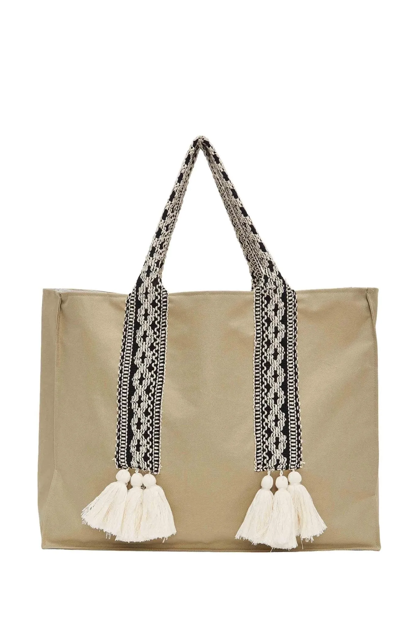 Polyamide Canvas Hand Shoulder Tote Bag with Tassels Casual Daily Bag Large Capacity Shopping Bag,C-15