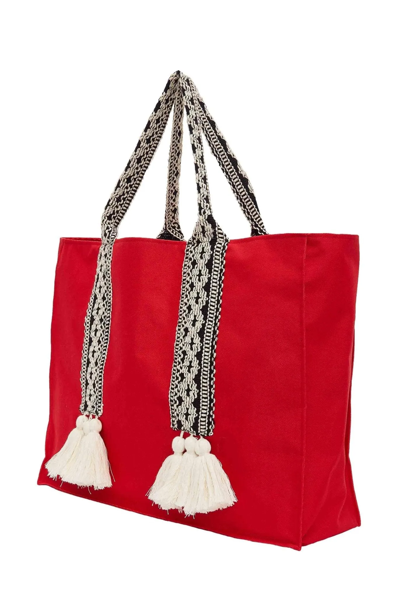 Polyamide Canvas Hand Shoulder Tote Bag with Tassels Casual Daily Bag Large Capacity Shopping Bag,C-15