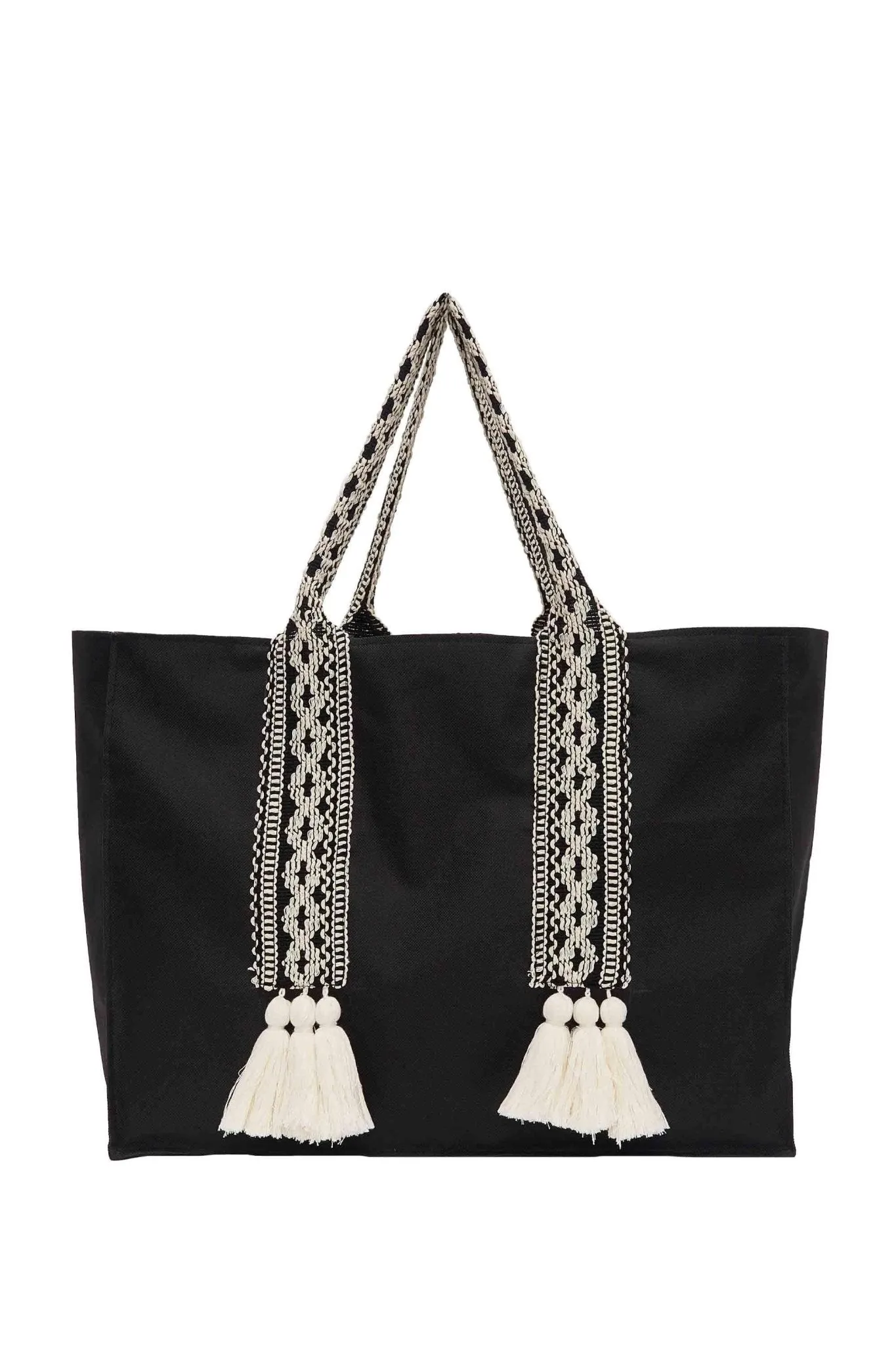 Polyamide Canvas Hand Shoulder Tote Bag with Tassels Casual Daily Bag Large Capacity Shopping Bag,C-15