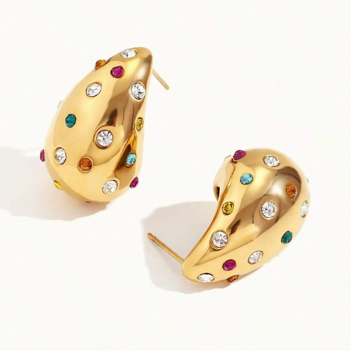 Pre Order:  Diamond Studded Colorful Stud Earrings