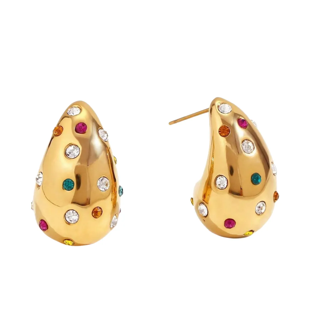 Pre Order:  Diamond Studded Colorful Stud Earrings