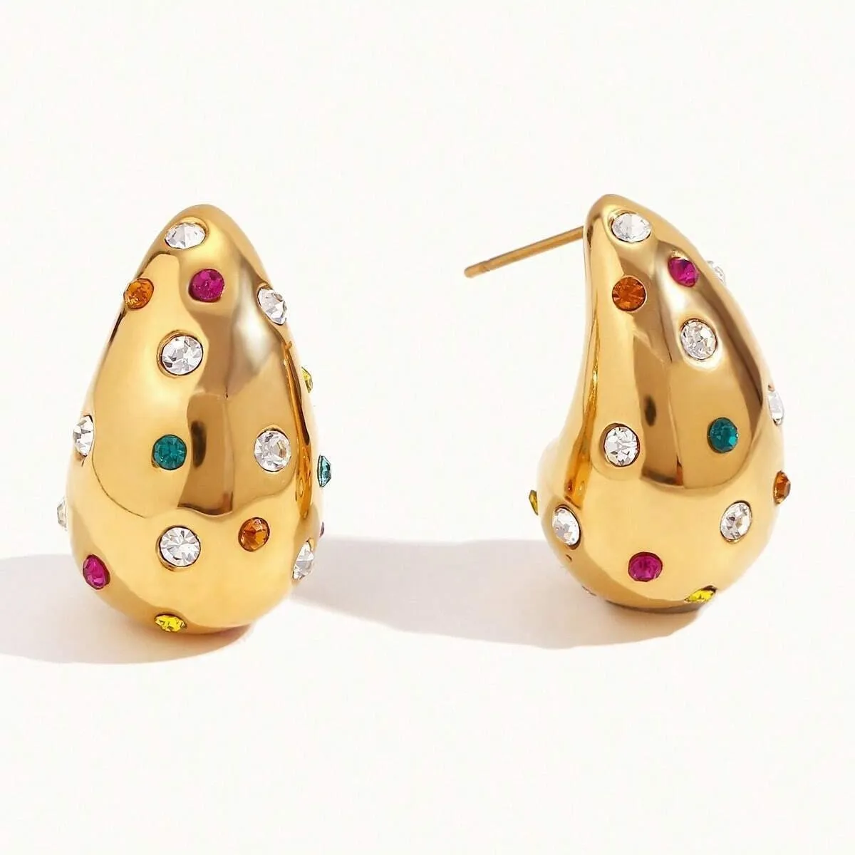 Pre Order:  Diamond Studded Colorful Stud Earrings