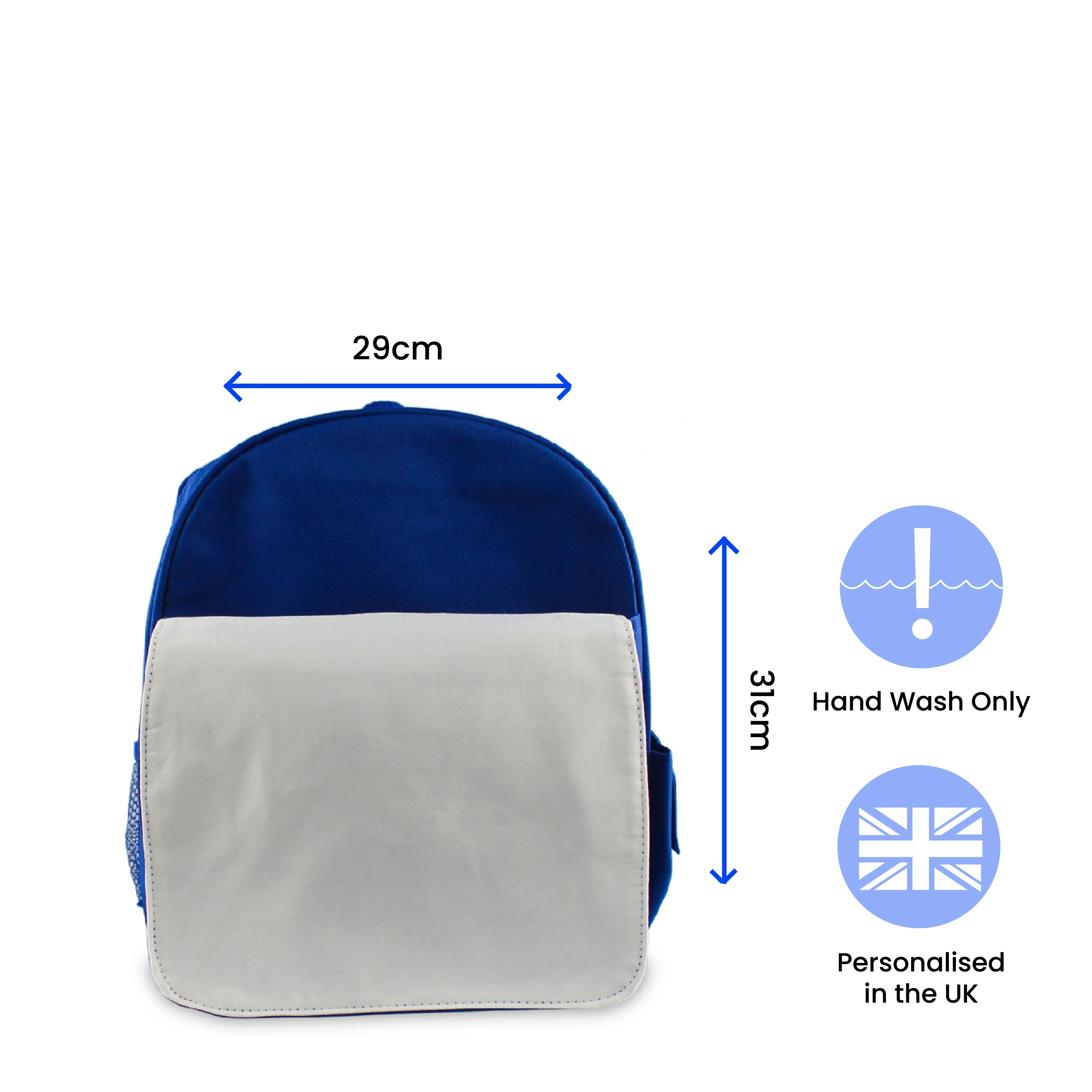 Printed Kids Blue Backpack with Vehicle Design, Customise with Any Name