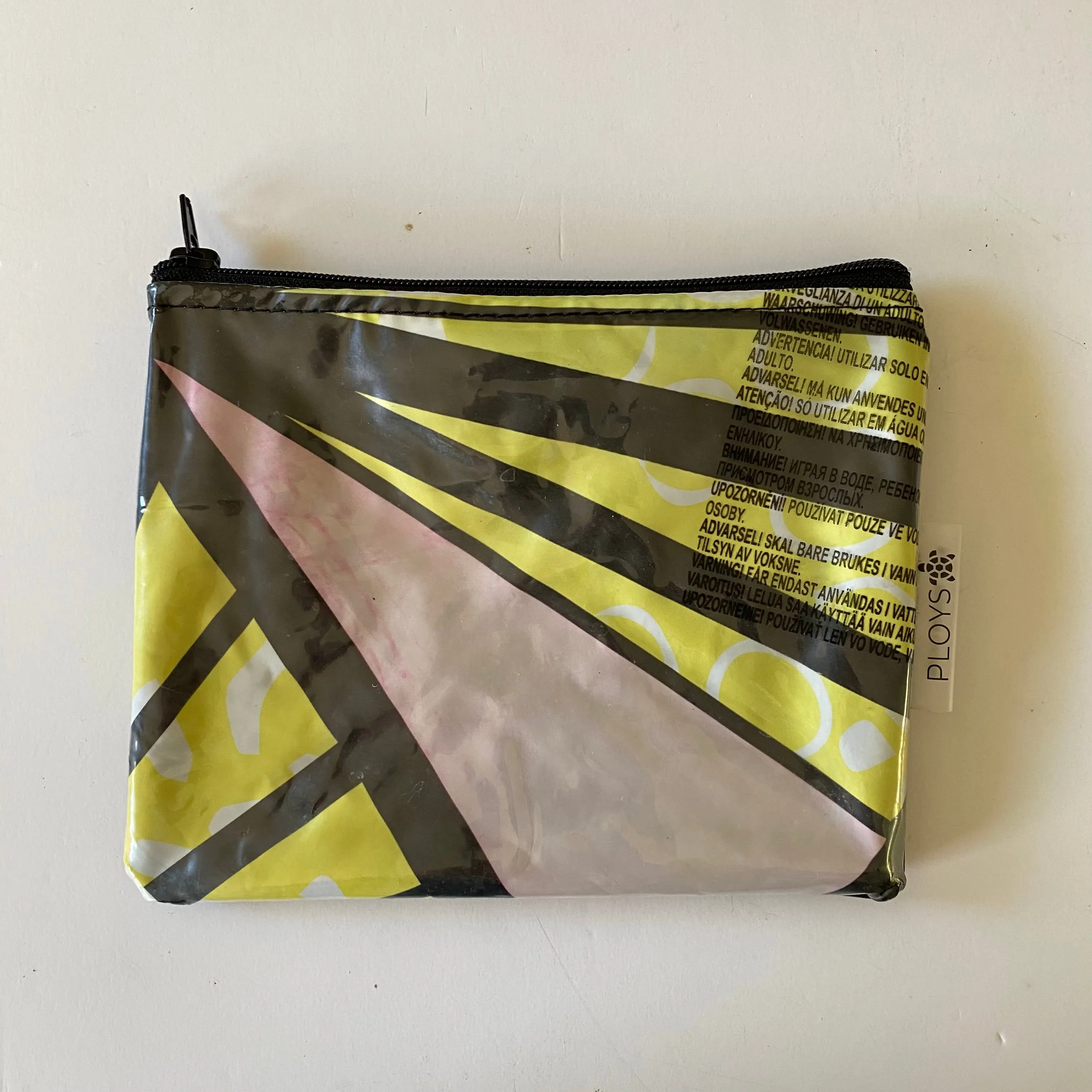 Recycled Square Purse, Zippered Pouch, Period Undies, Wet Bag - ex inflatables - variety of colours