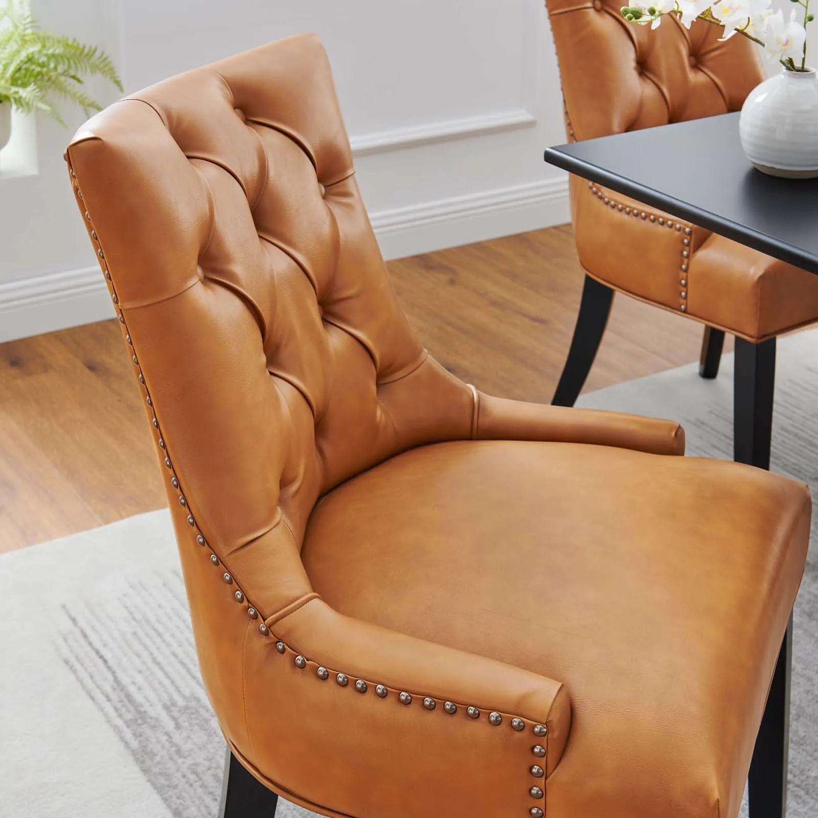 Regent Tufted Vegan Leather Dining Chair Tan EEI-2222-TAN