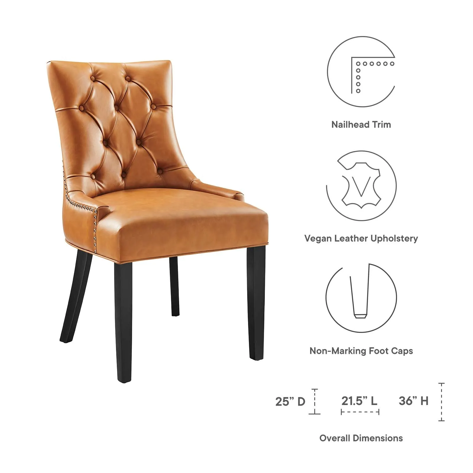 Regent Tufted Vegan Leather Dining Chair Tan EEI-2222-TAN