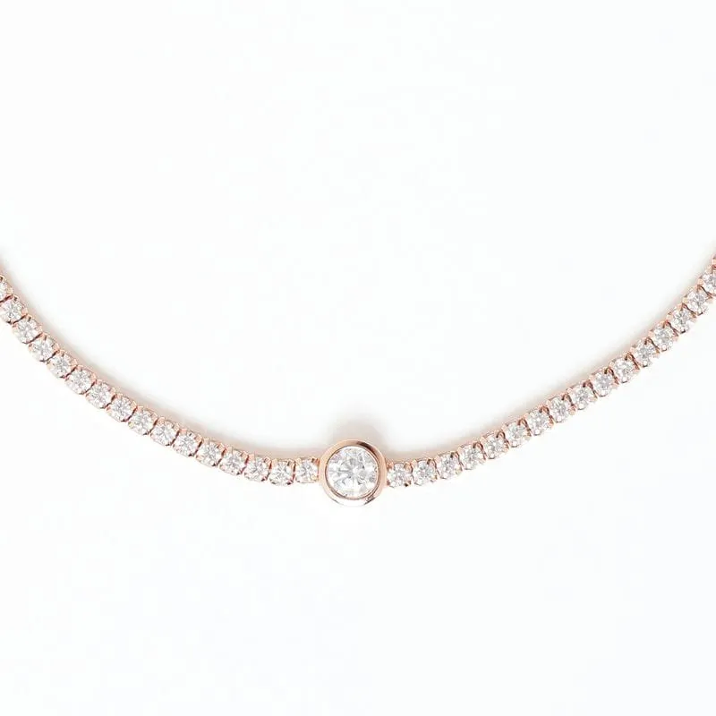 Rose gold Circle Solitaire 925 Sterling Silver Tennis Bracelet