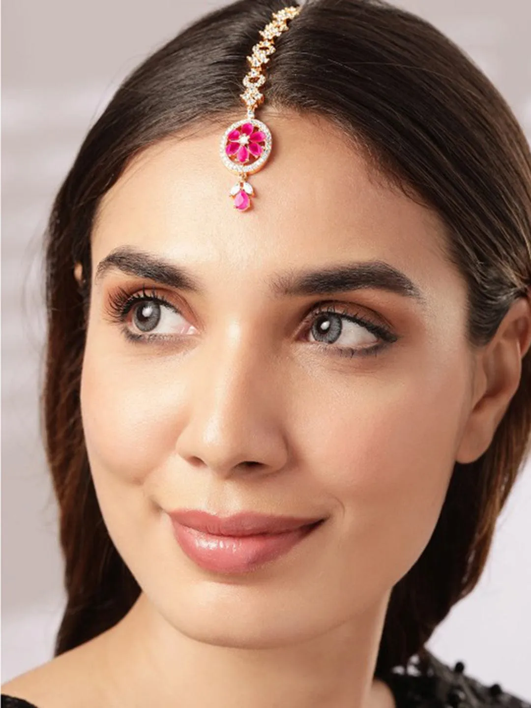 Rubans Rose Gold Plated Zircon Stone Studded Mangtika