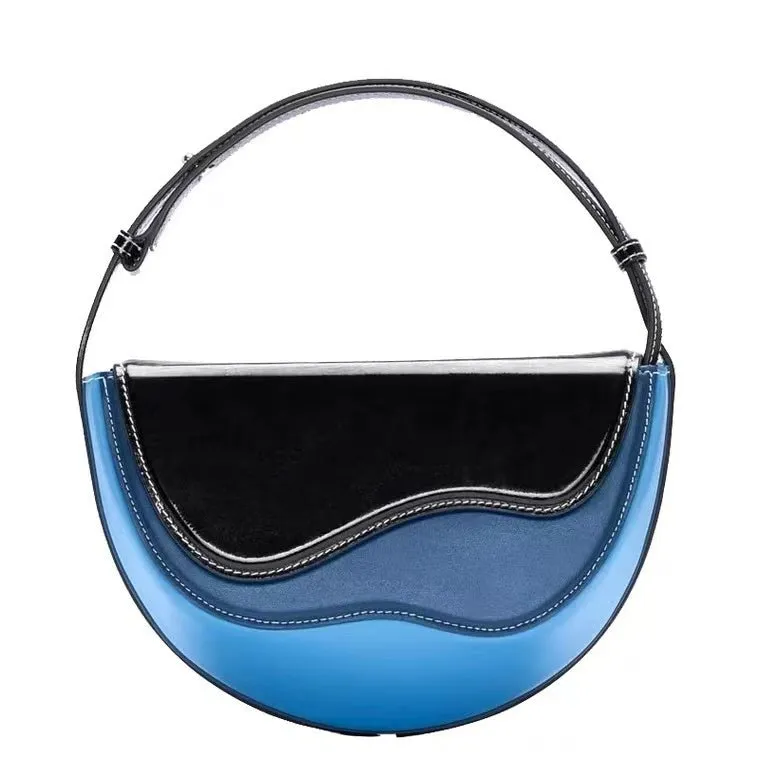 Semicircle Contrast Color Saddle Bag Shoulder Messenger Bag