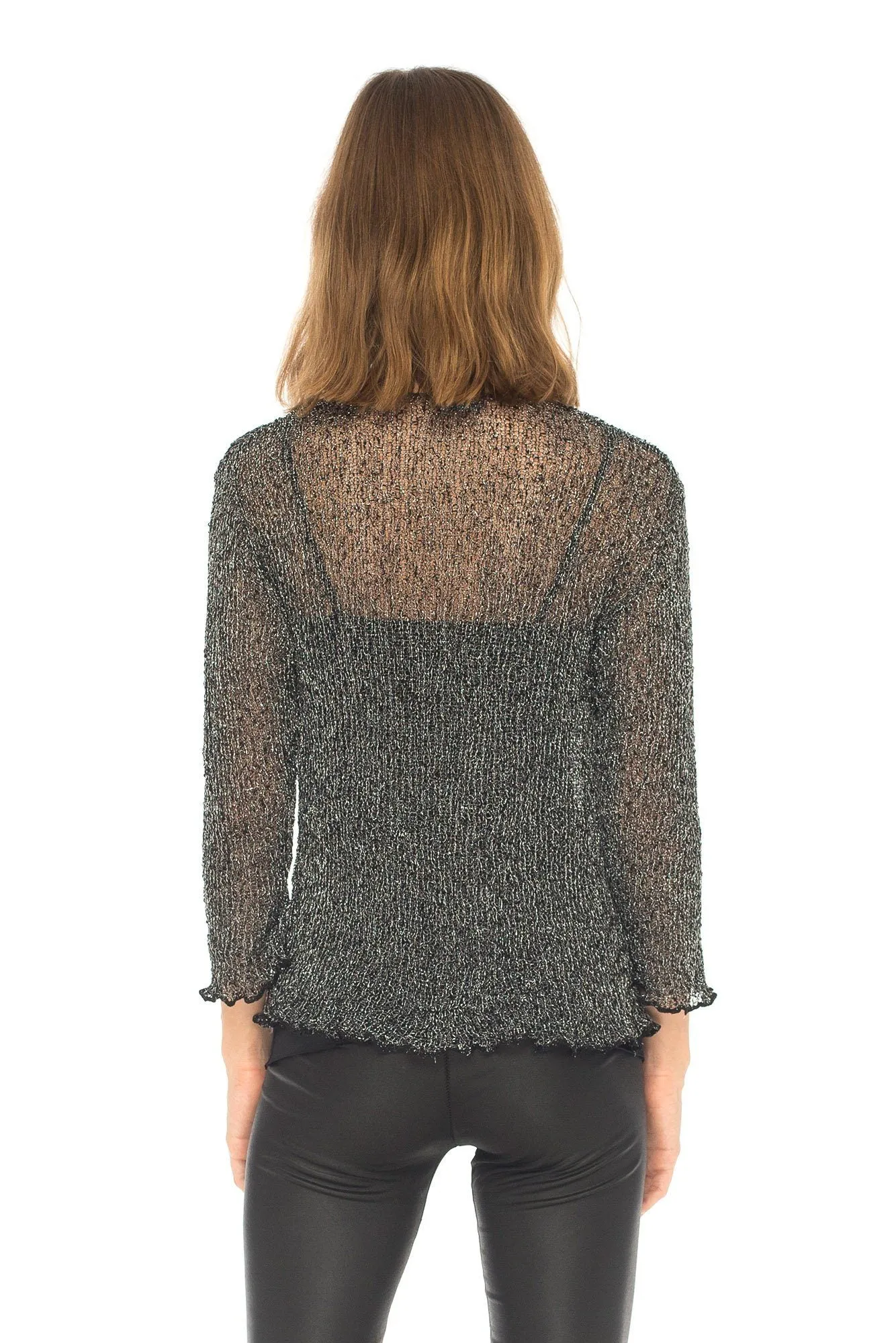 SHU-SHI Womens Sparkly Knit Sheer Shrug Cardigan Bolero Top One Size Fits Most