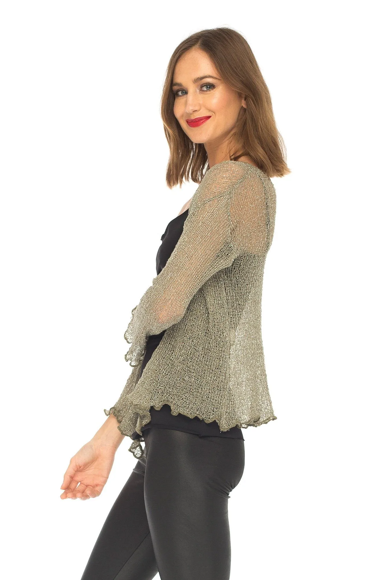 SHU-SHI Womens Sparkly Knit Sheer Shrug Cardigan Bolero Top One Size Fits Most