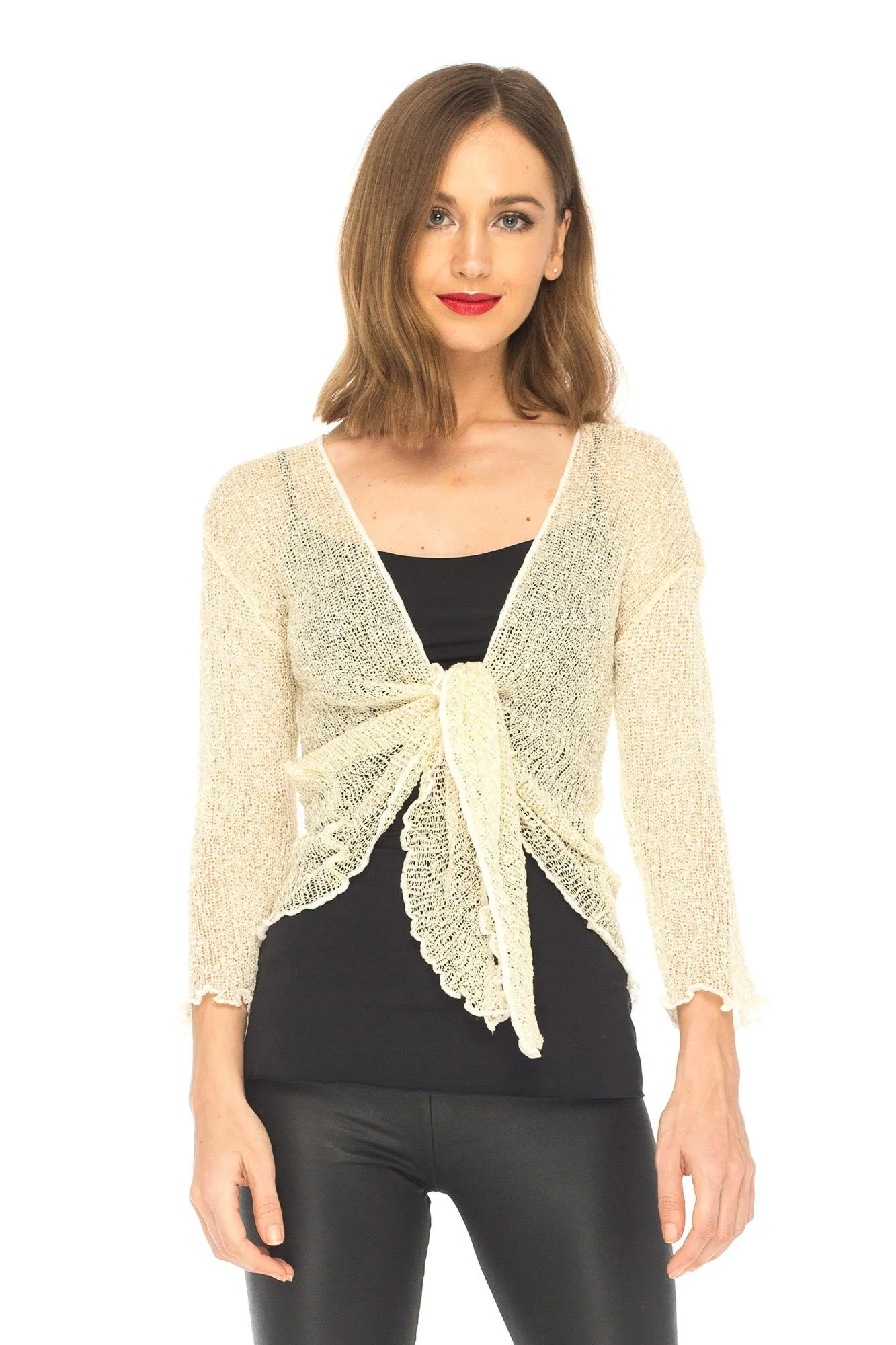 SHU-SHI Womens Sparkly Knit Sheer Shrug Cardigan Bolero Top One Size Fits Most