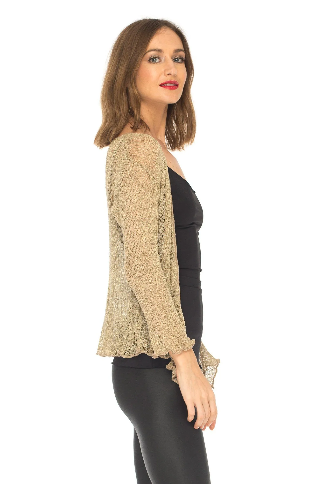 SHU-SHI Womens Sparkly Knit Sheer Shrug Cardigan Bolero Top One Size Fits Most