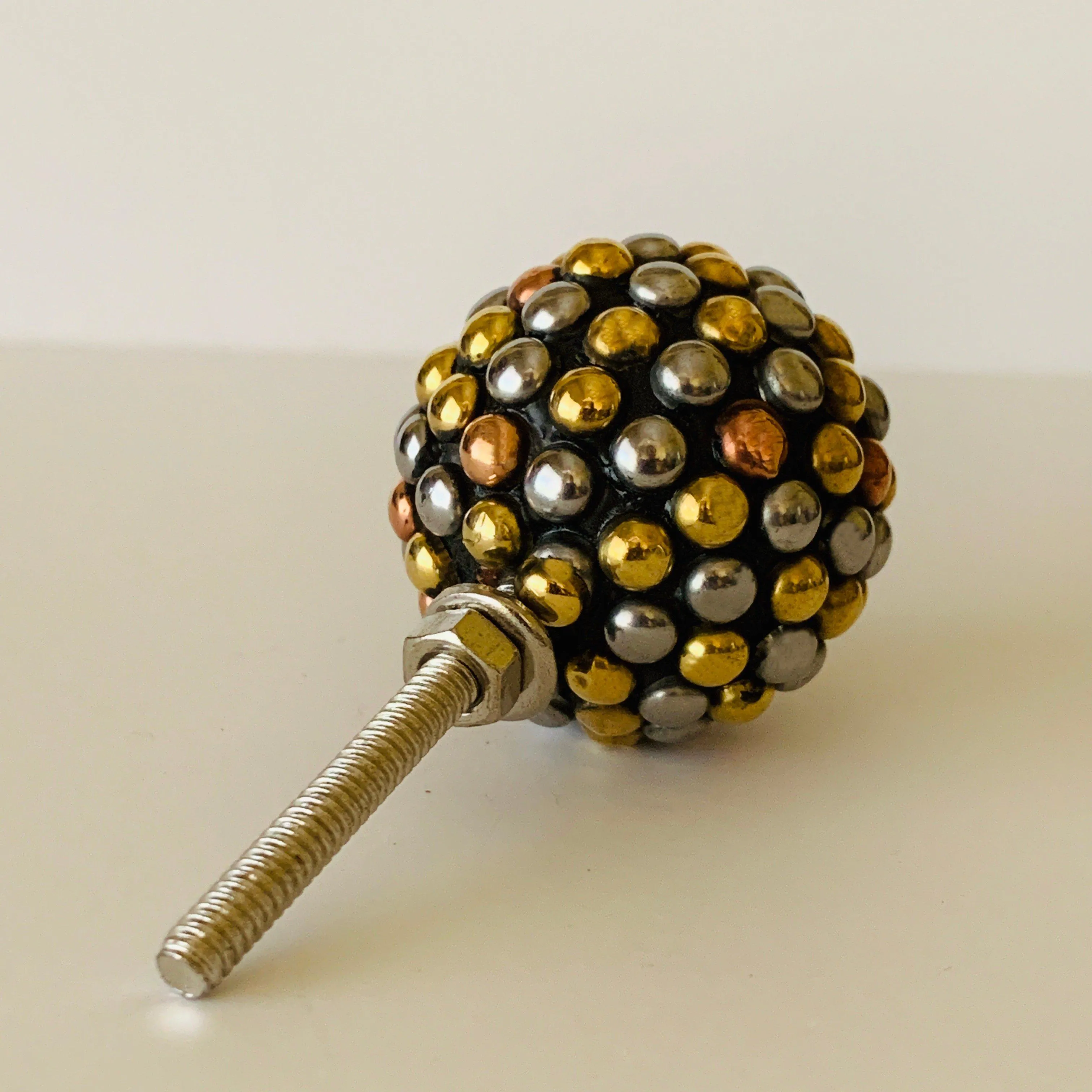 Silver or Bronze Bead Studded Cabinet Knobs Pulls 1.50 Inch