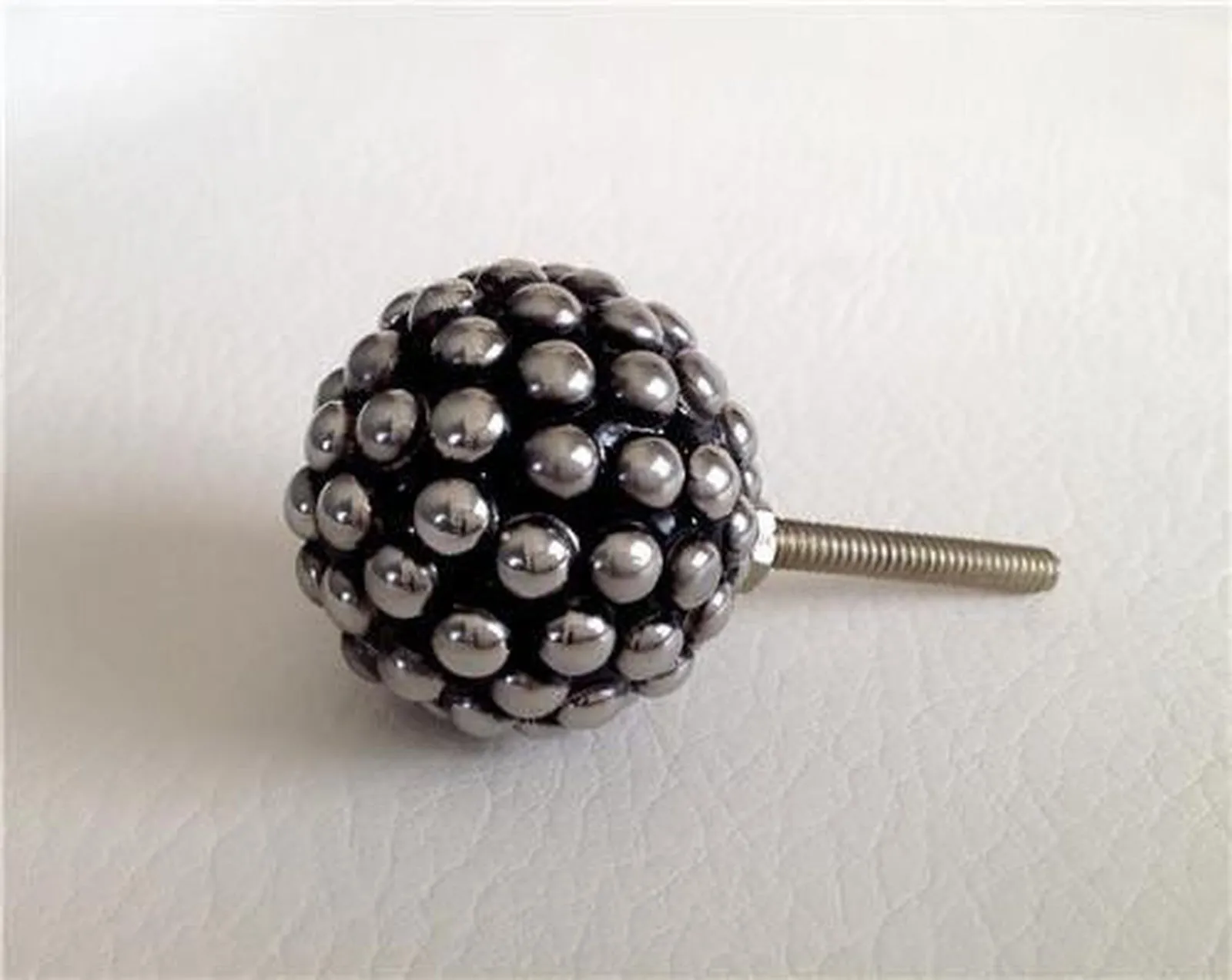 Silver or Bronze Bead Studded Cabinet Knobs Pulls 1.50 Inch