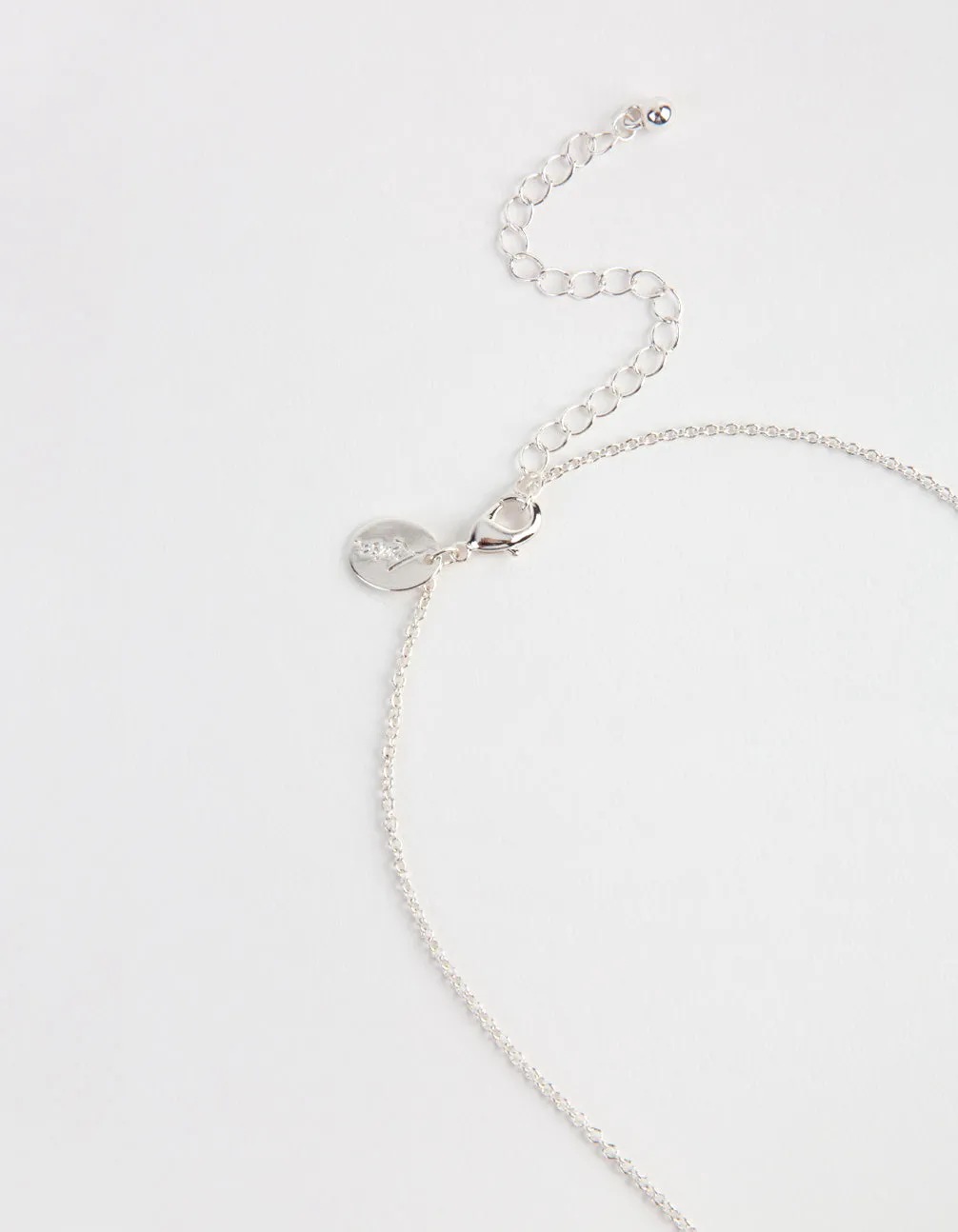 Silver Teardrop Diamante Cross Necklace