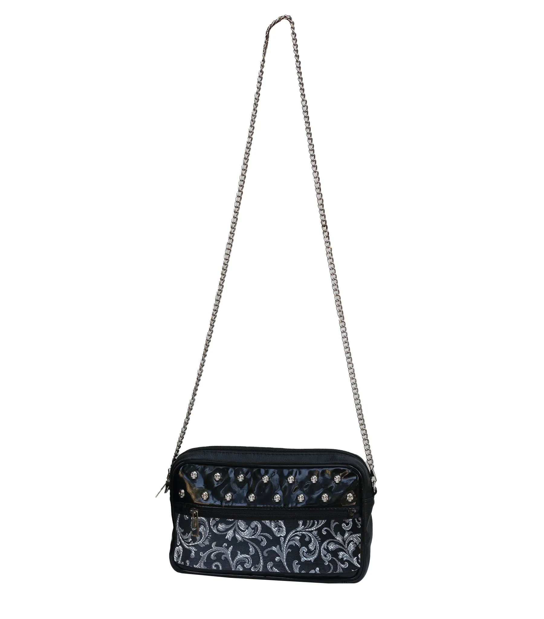 Skull studded Silver Blackt Sling Bag