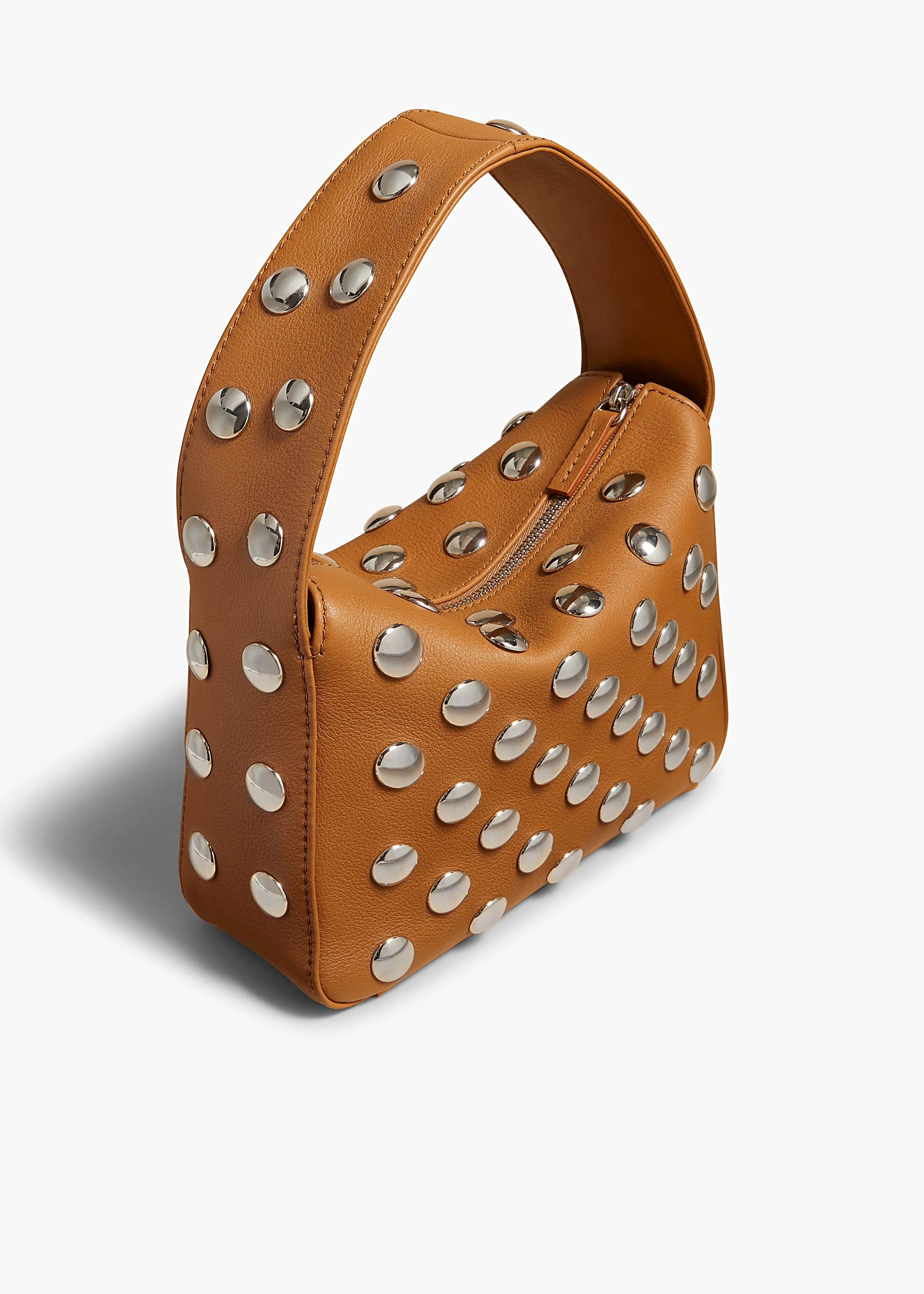 Small Elena Bag in Nougat Leather with Studs