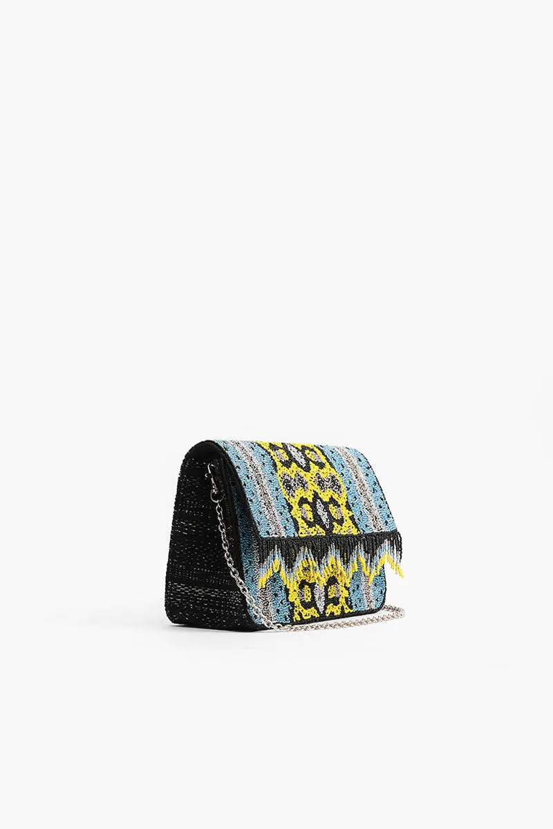 Snakeskin Bead Fringe Crossbody Bag