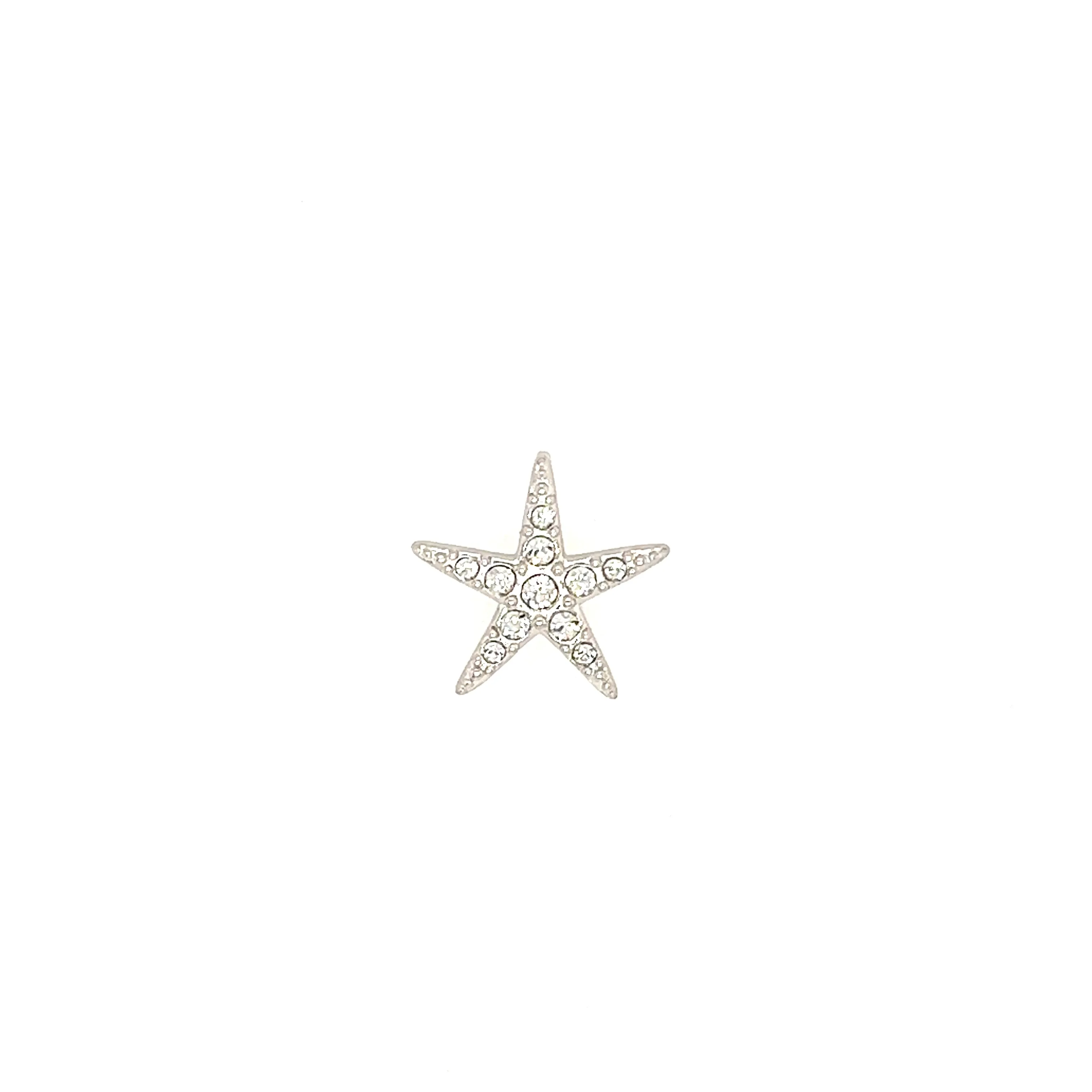 Starfish Necklace with White Crystals in Sterling Silver