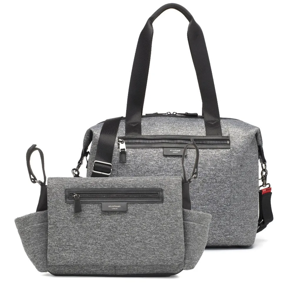 Stevie Luxe Nappy Bag (Grey Scuba)   Stroller Organiser Bundle