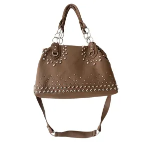 Studded Hobo Shoulder Bag Brown