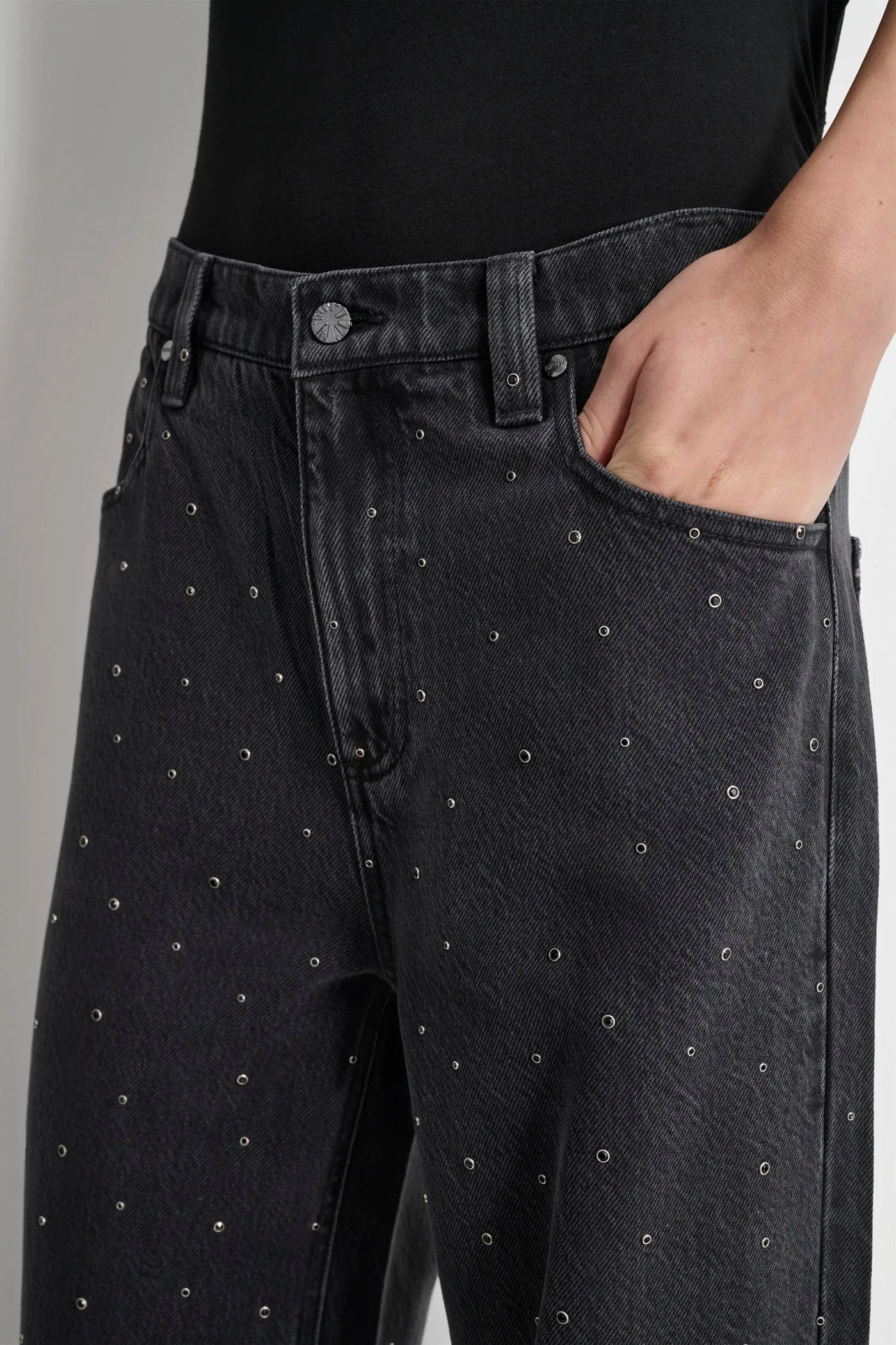 STUDDED STRAIGHT LEG DENIM