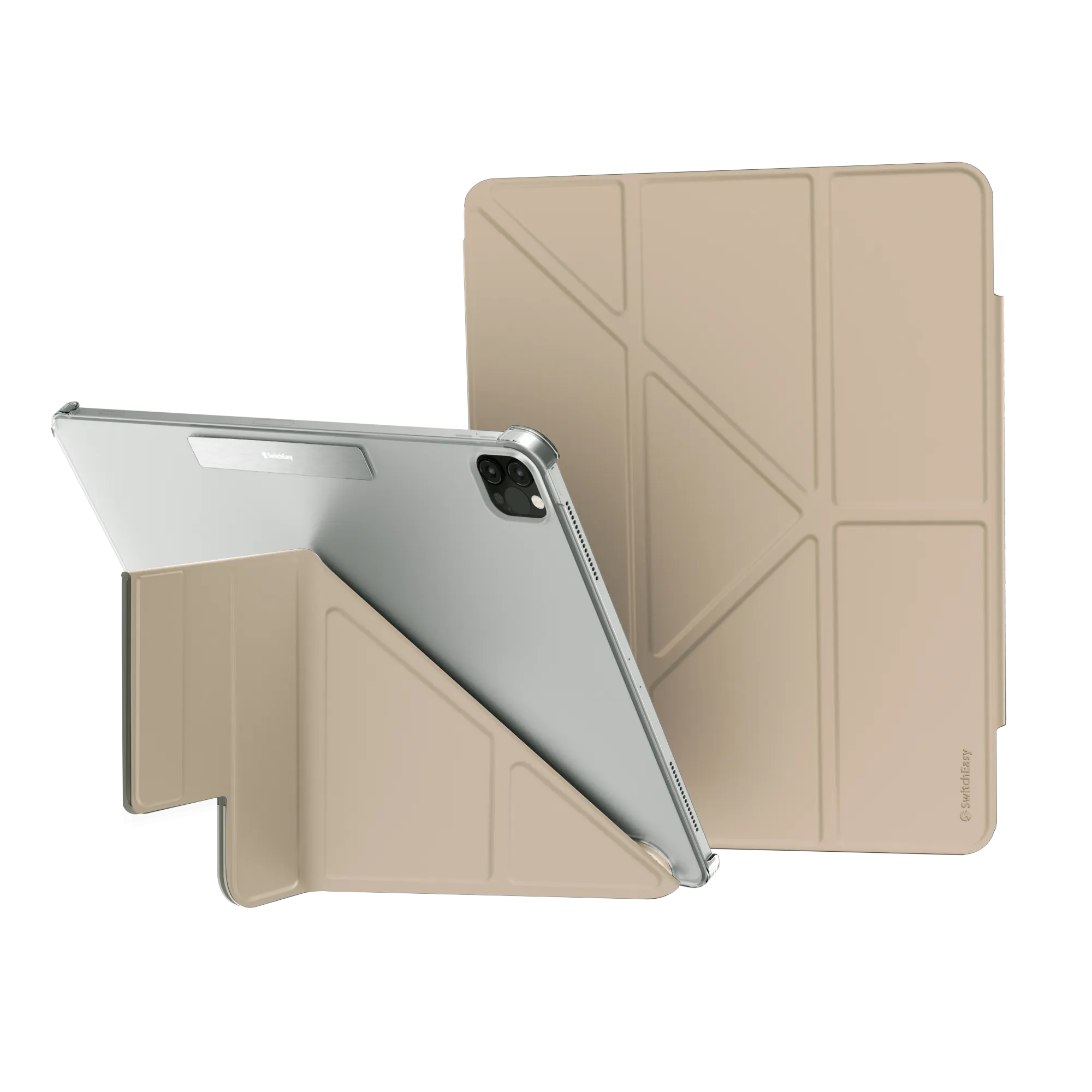 SwitchEasy Origami Nude Folding Folio Clear Apple iPad Case with Magnetic Pencil Storage