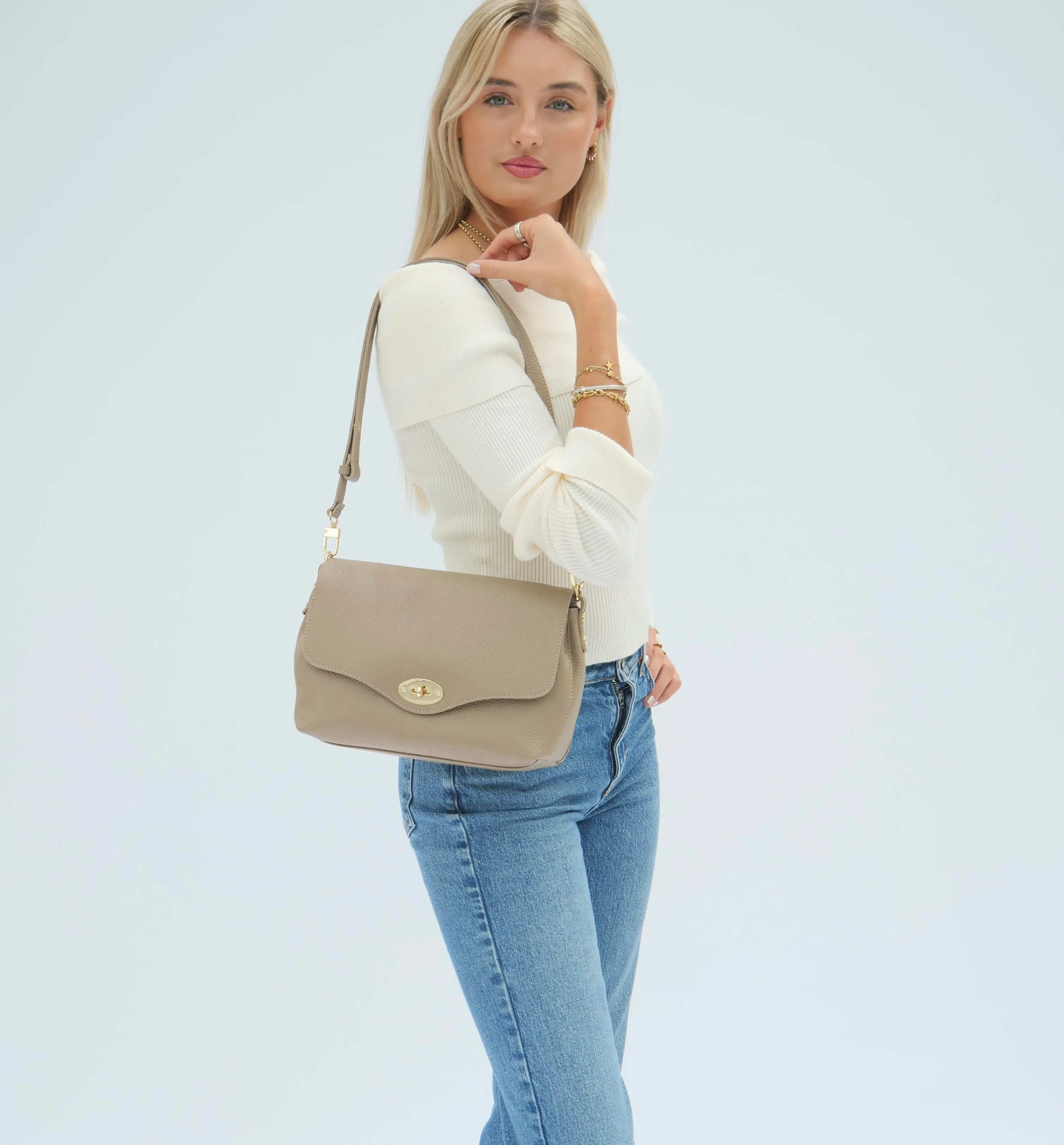 The Maddie Maxi Mushroom Leather Bag