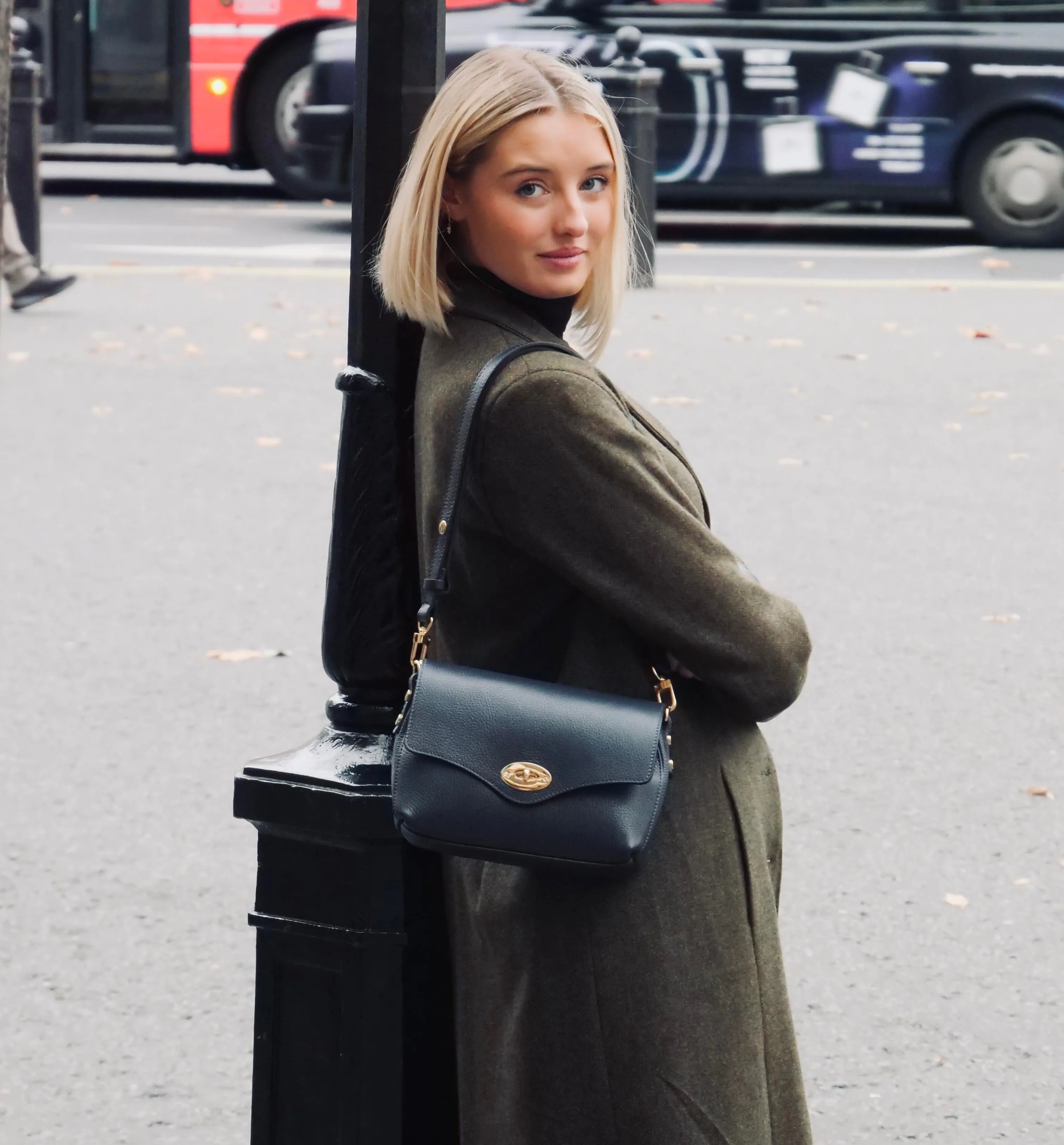 The Maddie Midi Black Leather Bag