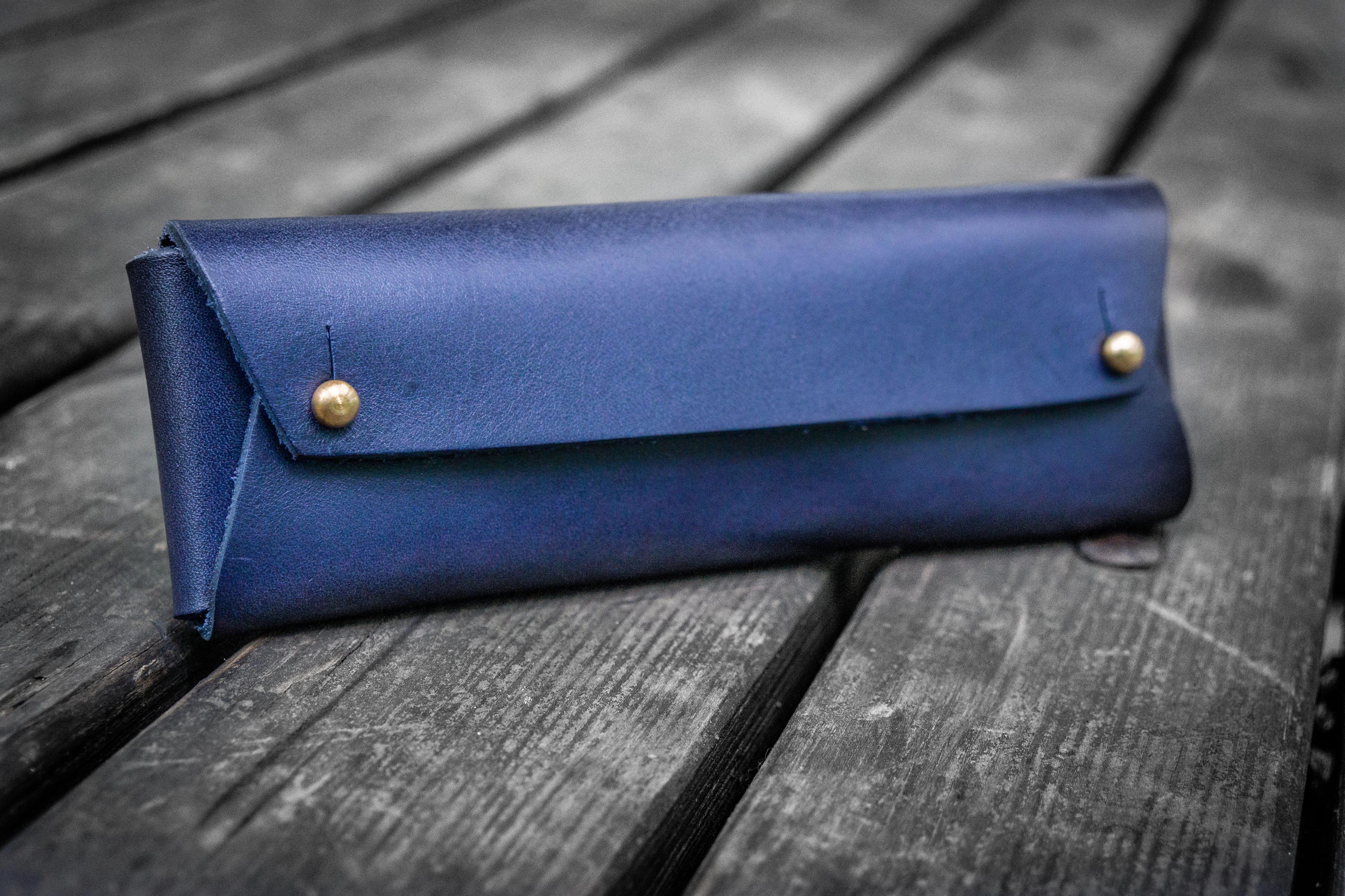 The Student Leather Pencil Case - Navy Blue