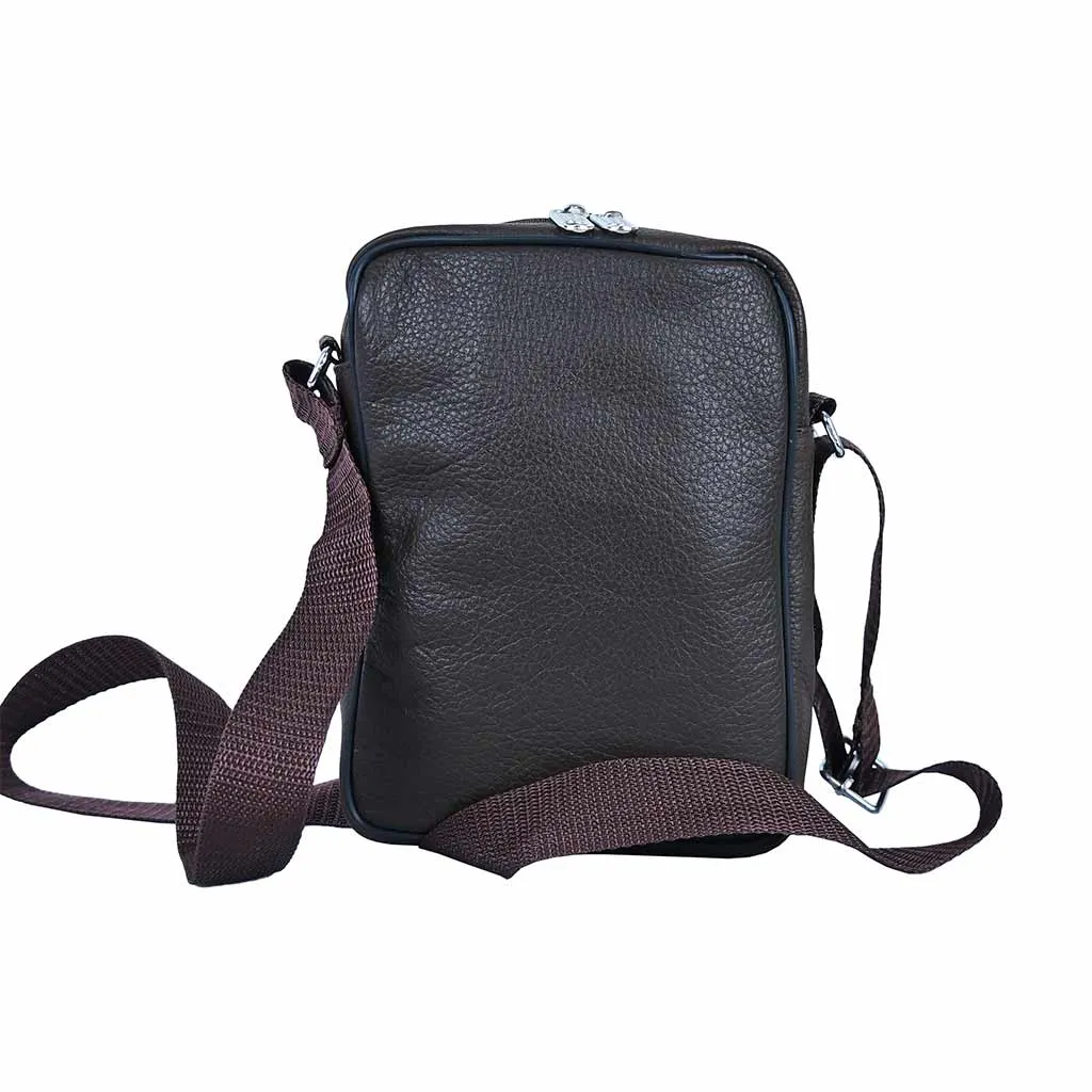 Travel Leather Shoulder Bag Zacki Dark Brown