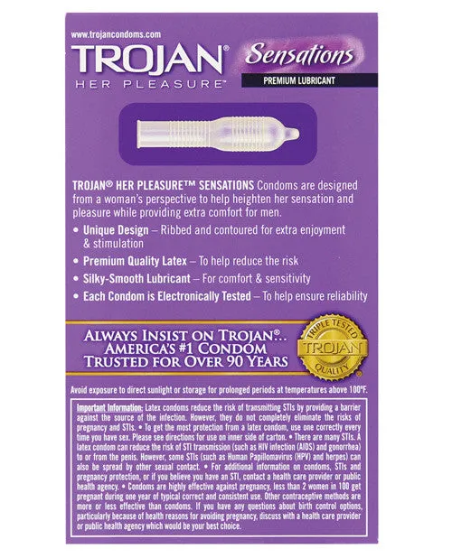 Trojan Her Pleasure Lubricated Condoms - Box Of 12