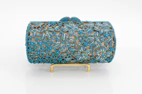 Turquoise Floral Barrel Evening Bag