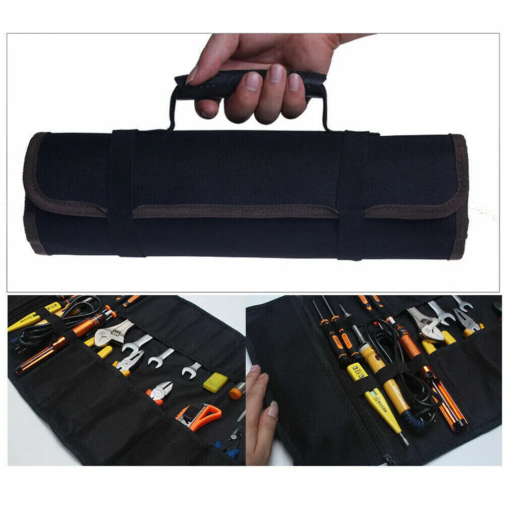 US Electrician Tool Pocket Bag Roll Up Storage Organizer Bags Canvas Chisel Kit