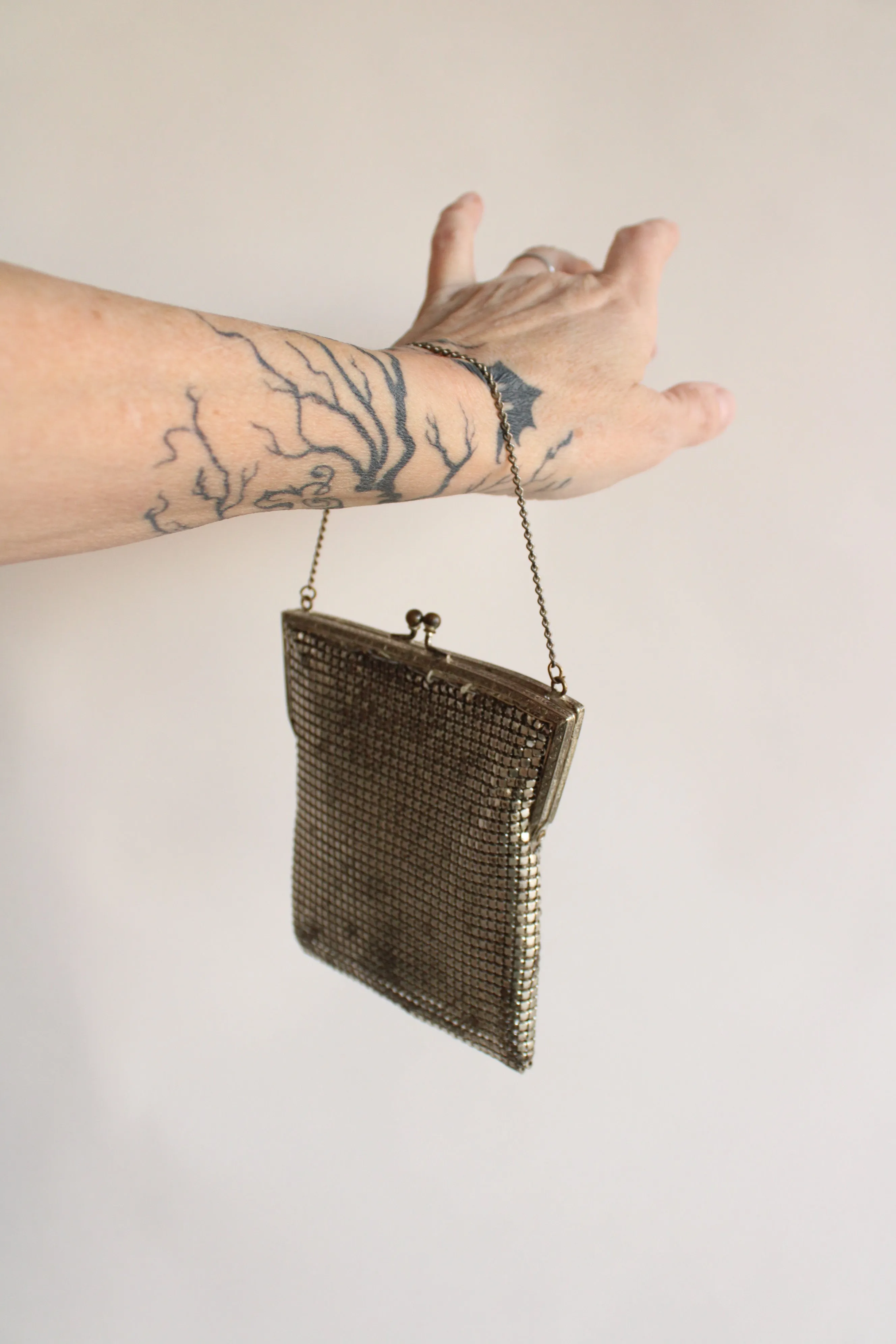 Vintage 1930s Silver Mesh Evening Bag