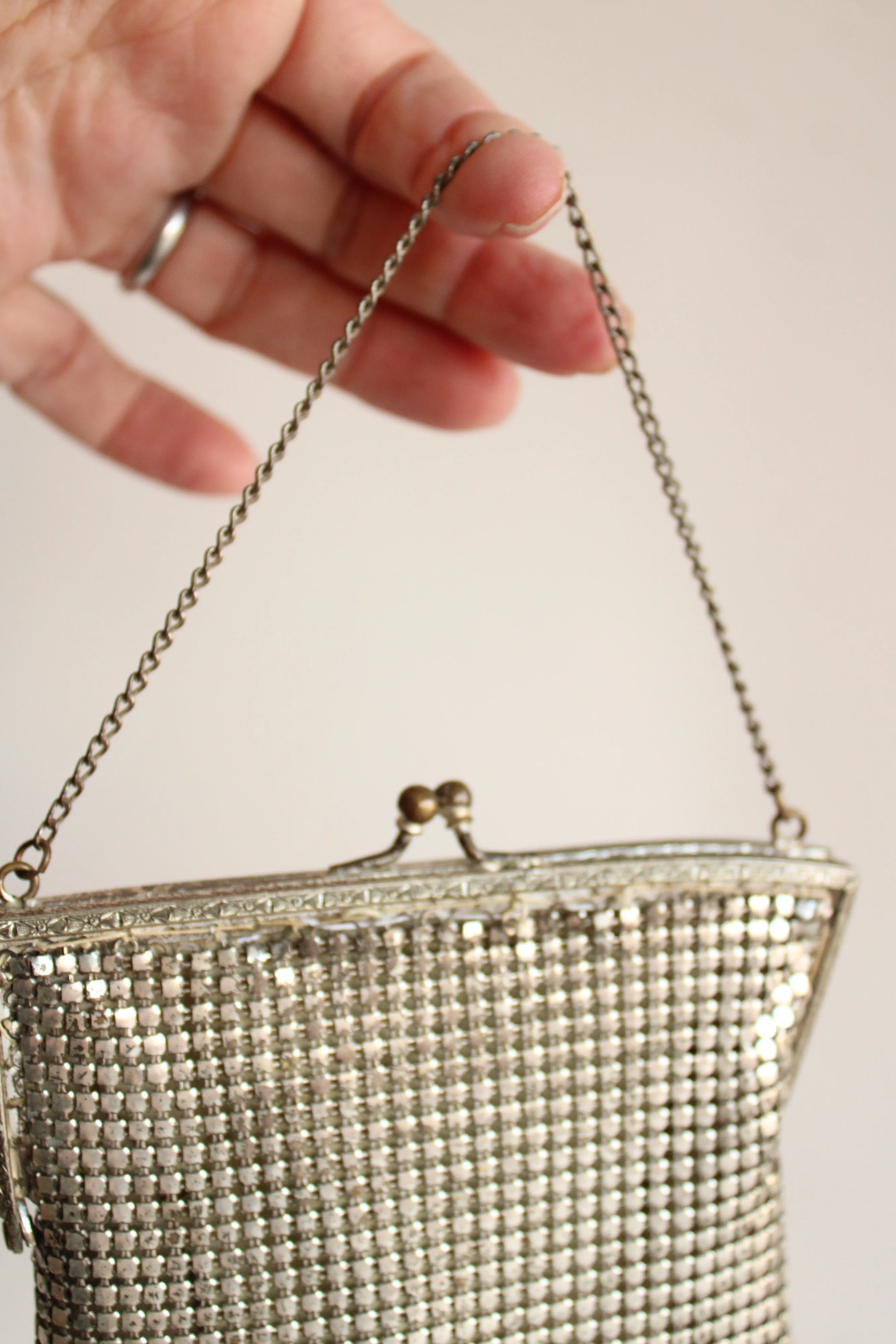 Vintage 1930s Silver Mesh Evening Bag