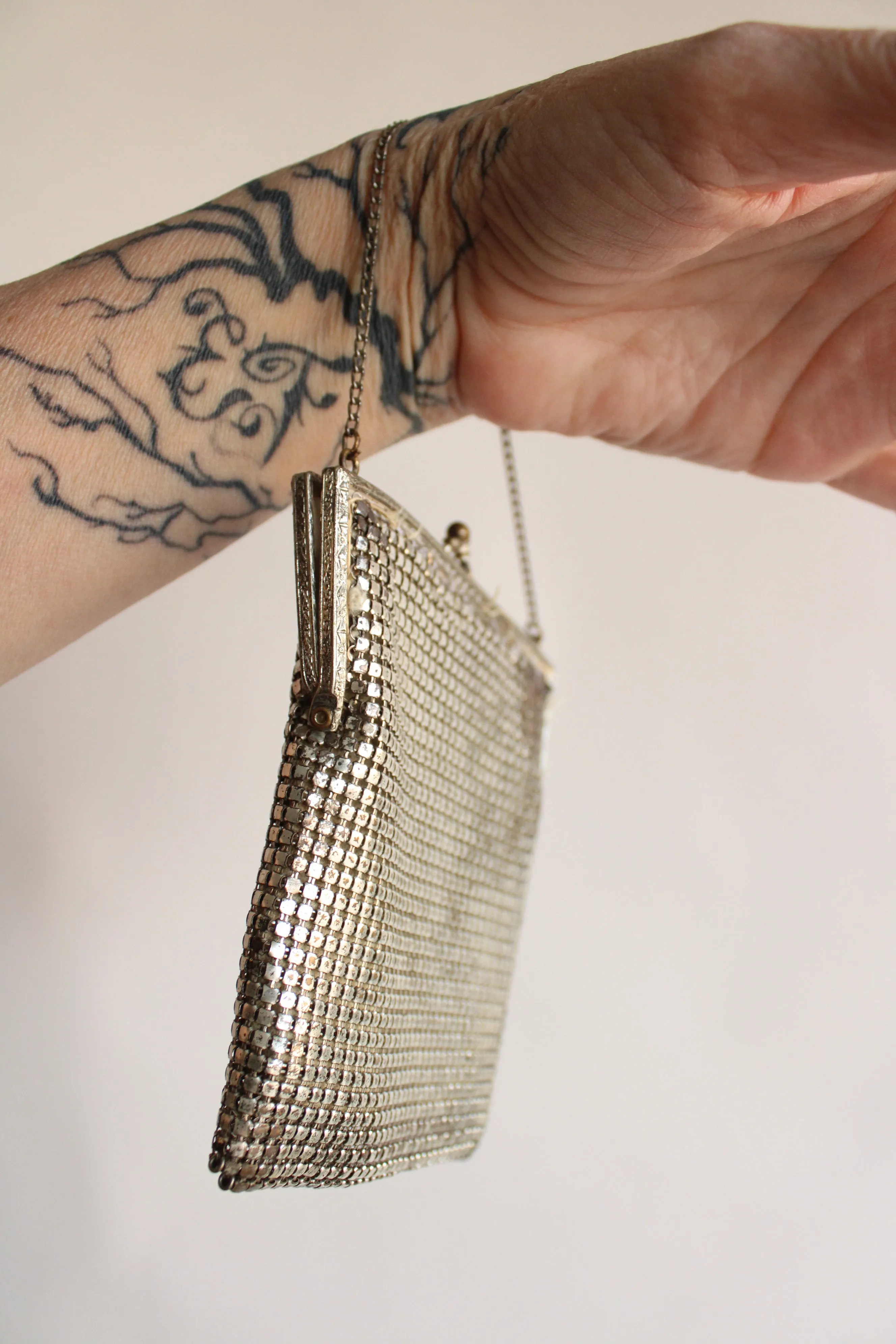 Vintage 1930s Silver Mesh Evening Bag