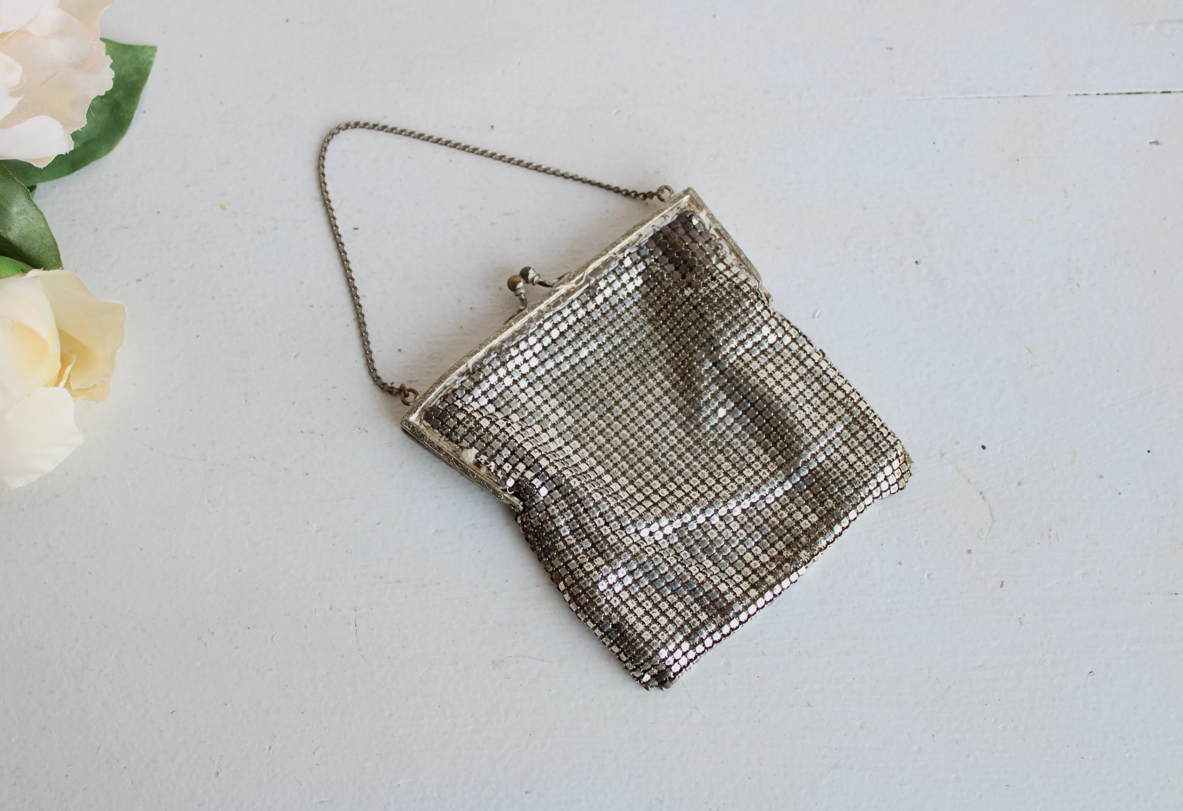 Vintage 1930s Silver Mesh Evening Bag