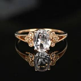 Vintage Diamond Pink Morganite Ring in Rose Gold