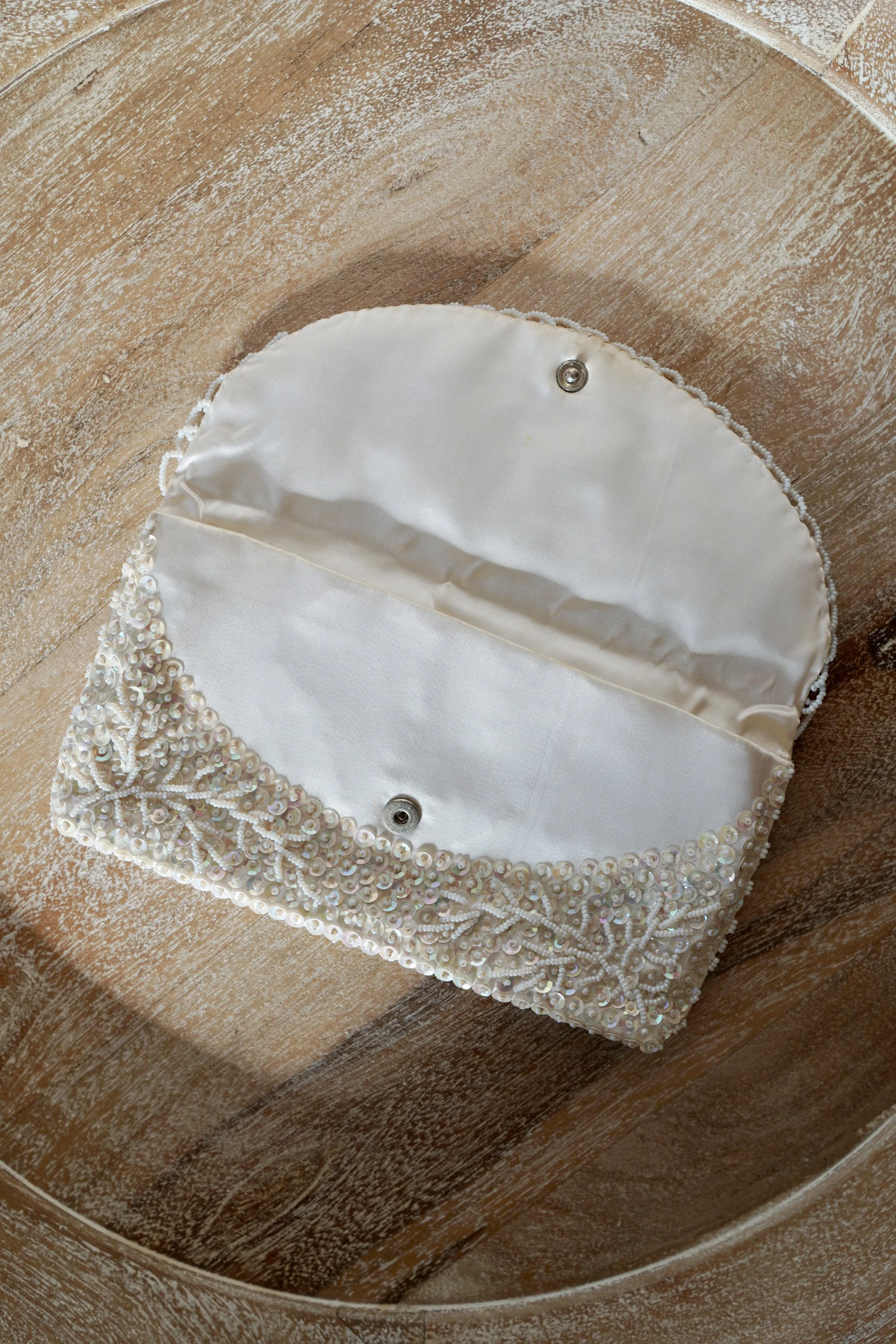 Vintage Ivory Sequin Evening Bag