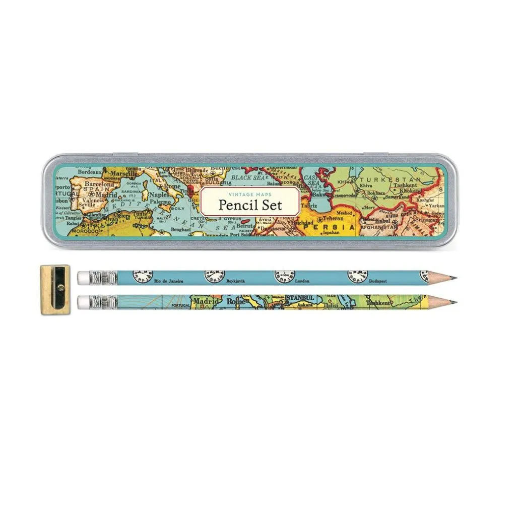 Vintage Maps Pencil Set