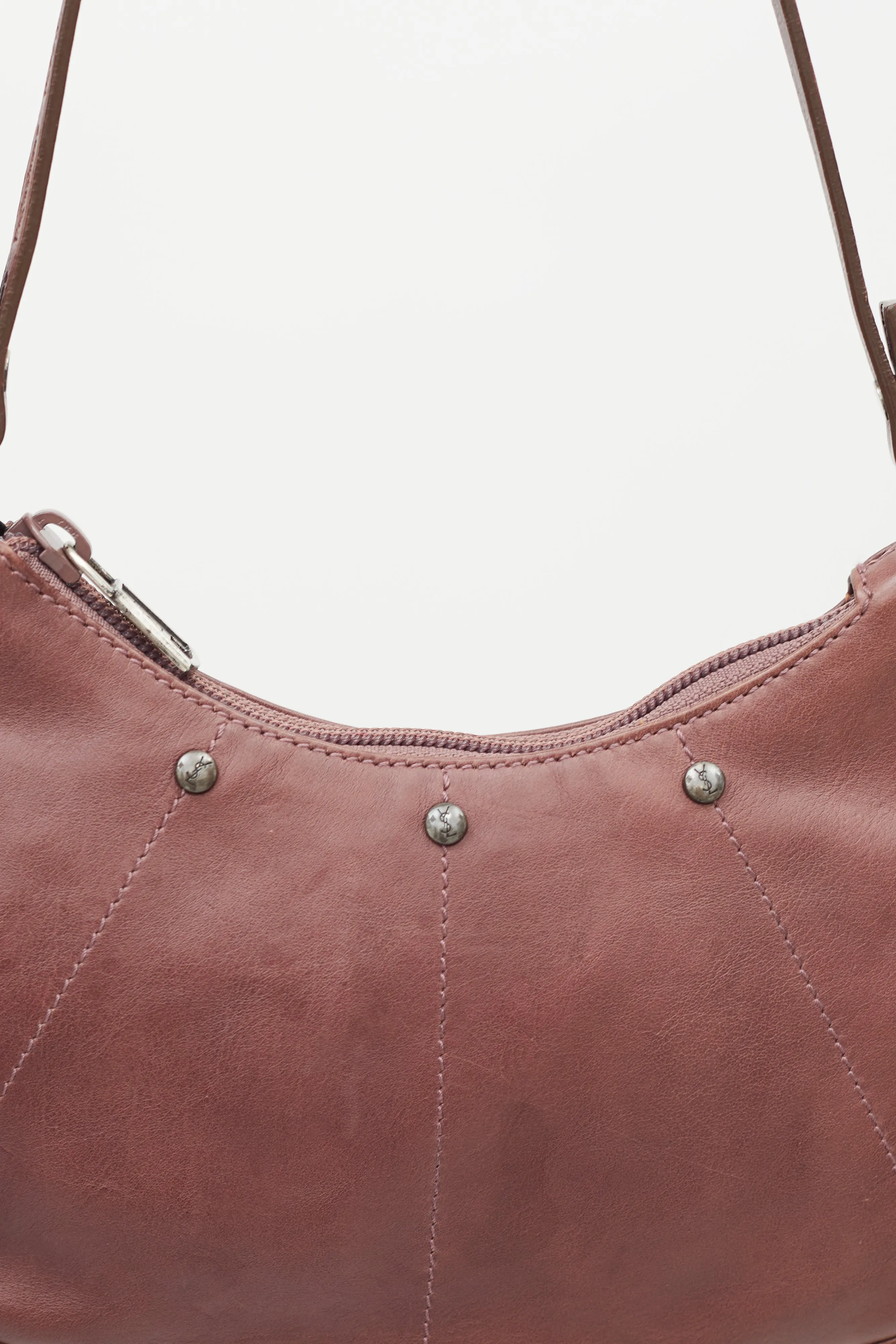 Vintage Purple Leather Studded Shoulder Bag