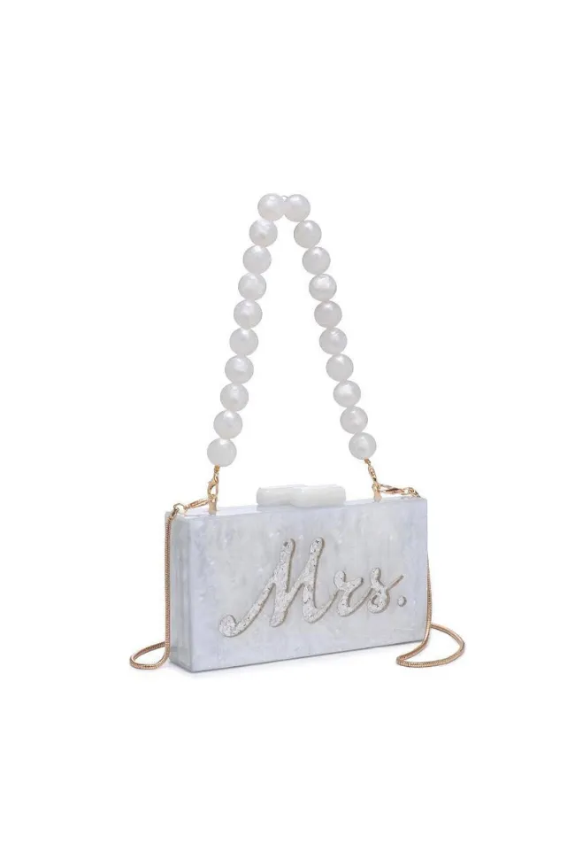 White Shimmer "Mrs" Handbag