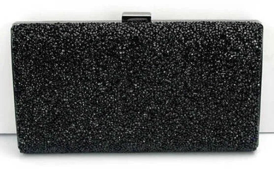 Women Crystal Diamond Sequin Clutch Bag With Chains Black/Gold Silver